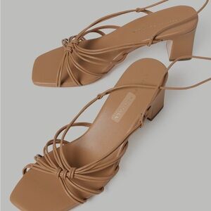 Loeffler Randall Tan Heels with Strappy Design and Low Block Heel